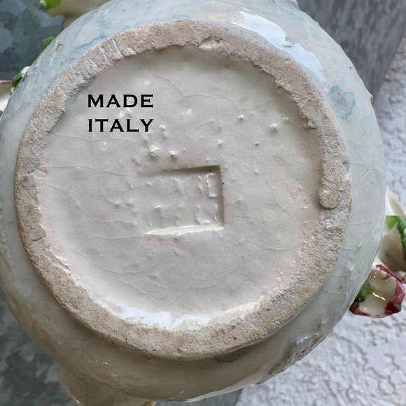 Vintage Mid-century Italian Capodimonte Style Porcelain Basket w/ Roses & Bird - Picture 5 of 12